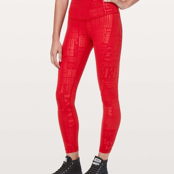 Lululemon Limited Edition Red Logo Leggings Size 4 - Picture 3 of 5